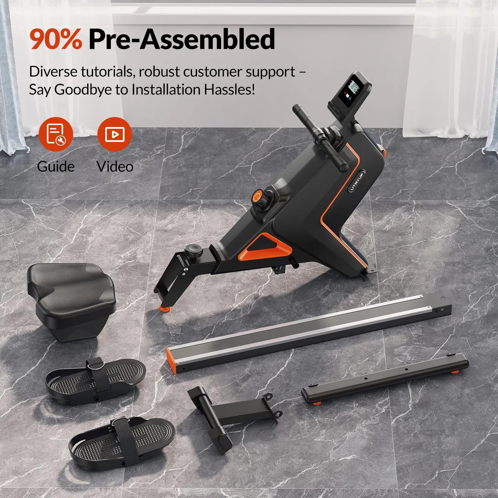 UTRYUP Magnetic Rowing Machines R05 Water Rower R10, 16 Levels Quiet Resistance, Foldable Compact Rowing Machine, Home Gym Fitness