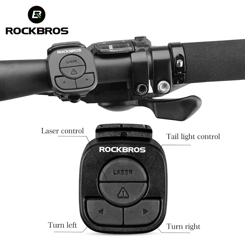 ROCKBROS Bike Tail Light, USB Rechargeable, Wireless, Waterproof, MTB Safety Intelligent Remote Control, Turn Sign Bicycle Light Lamp