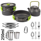 Camping Cookware set, 2-3 people set, Non-stick assorted pots, Travel Tableware Outdoor Picnic & Teapot