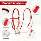 Horse Bridle Nylon Adjustable Snaffle Noseband, Equine Reins for Women Men,  Soft Lined Trail Riding Equestrian Supplies