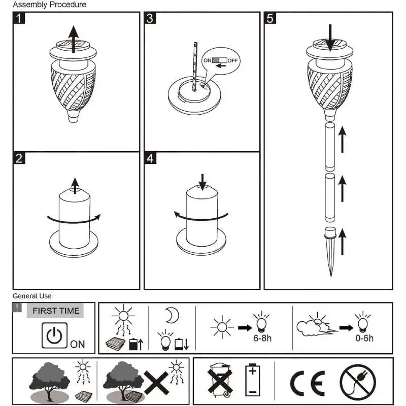 8-Piece Solar Lights, Outdoor Water-Resistant Flickering Flames Torch Light, Landscape Decoration Lighting