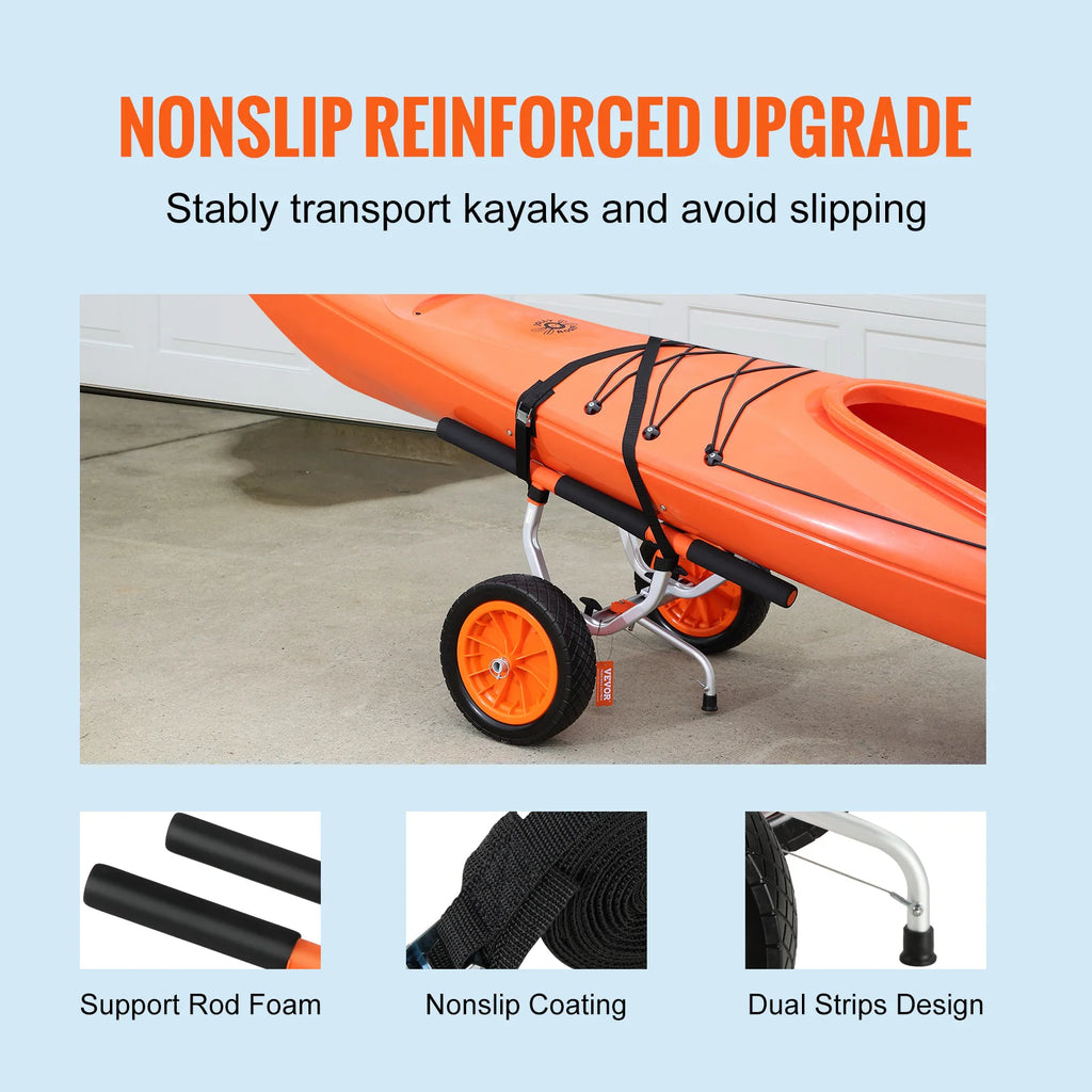 SucceBuy Kayak Cart 450lbs, Detachable Canoe Trolley Cart with 12'' Tires, Adjustable Width for Paddleboards Float Mats Jon Boats