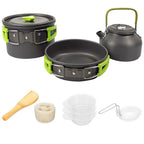 Camping Cookware set, 2-3 people set, Non-stick assorted pots, Travel Tableware Outdoor Picnic & Teapot