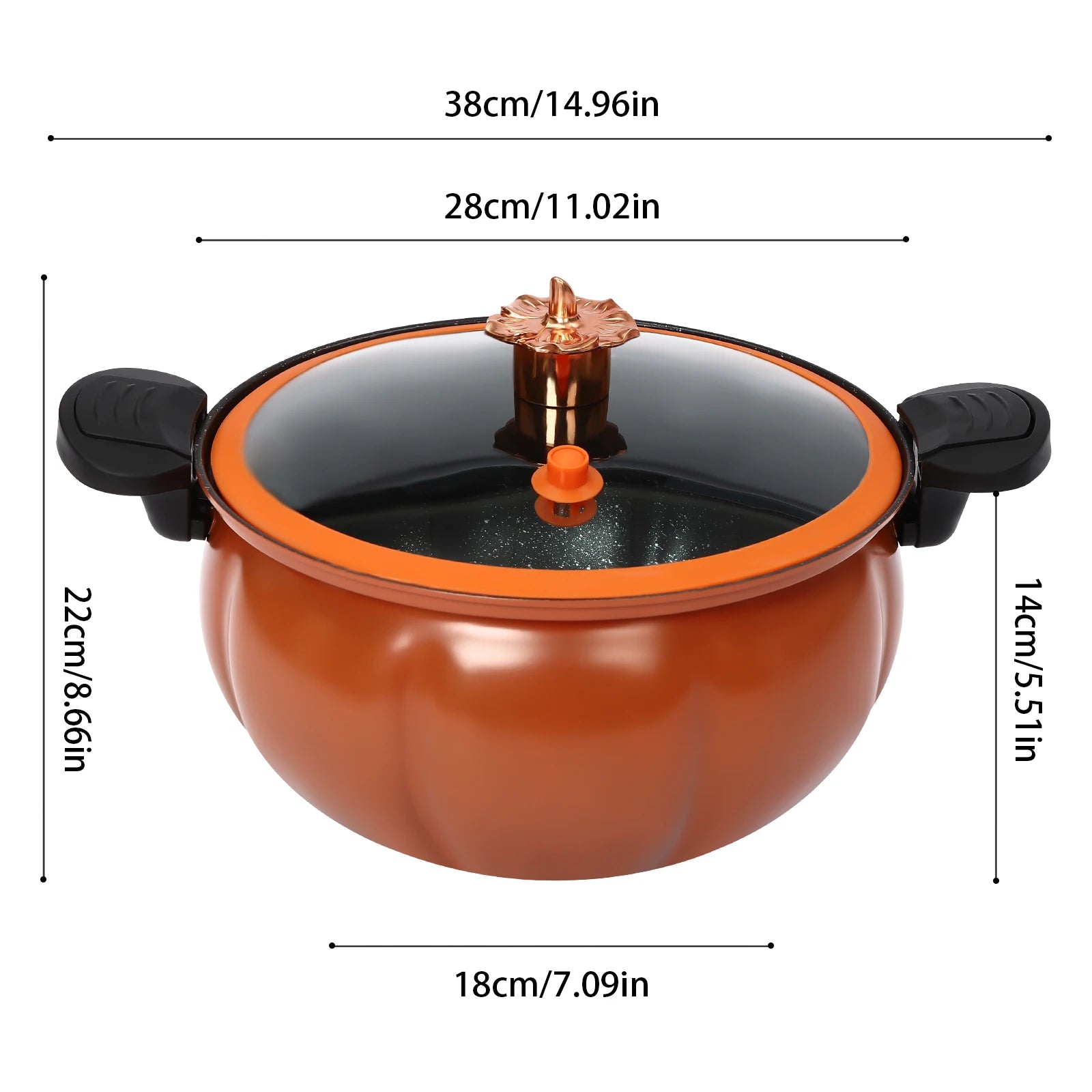8L Micro Pressure Cooker,Pumpkin-Shaped Non-Stick Pressure Pot with Transparent Lid, Small Gas Pressure Cooker for Home Kitchens