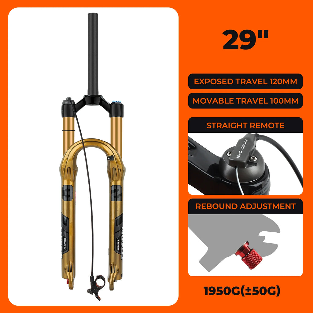 BOLANY Bike Air Fork 27.5/29inch 120mm Travel Oil Air Suspension Lightweight Magnesium Alloy Quick Release Bicycle Fork