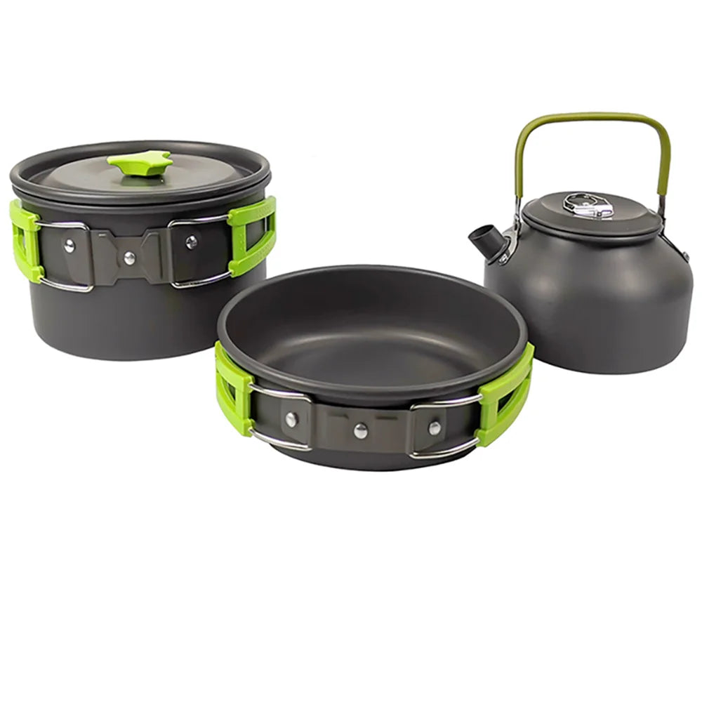 Camping Cookware set, 2-3 people set, Non-stick assorted pots, Travel Tableware Outdoor Picnic & Teapot