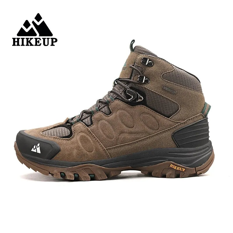 HIKEUP High-Top Men Hiking Boot, Winter Outdoor Shoes, Lace-Up Non-slip Sports Casual Trekking Boots, Man Suede Warm Shoes