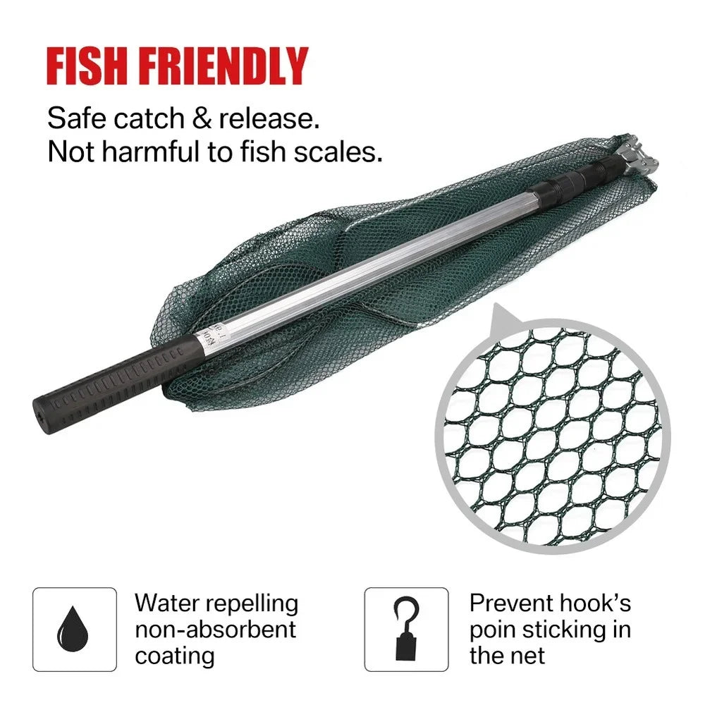 Telescopic Folding Fish Landing Net, 190CM Pole Collapsible/ Extensible Aluminum, long Handle For Bird Fish Catch Aquarium Ponds
