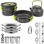 Camping Cookware set, 2-3 people set, Non-stick assorted pots, Travel Tableware Outdoor Picnic & Teapot