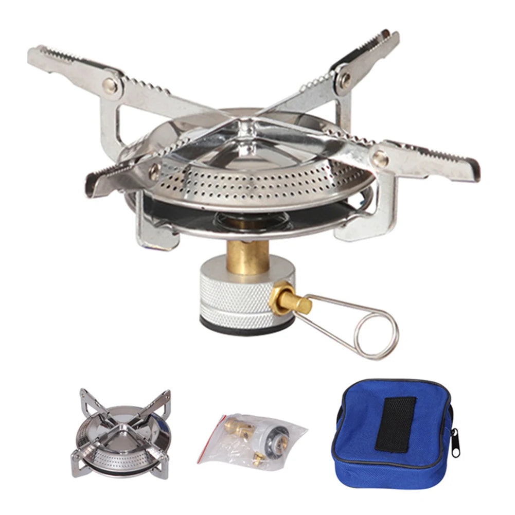 Portable Outdoor Camping Gas Stove with Adjustable Flame Small Lightweight Stove with Storage Bag for Hiking and Climbing