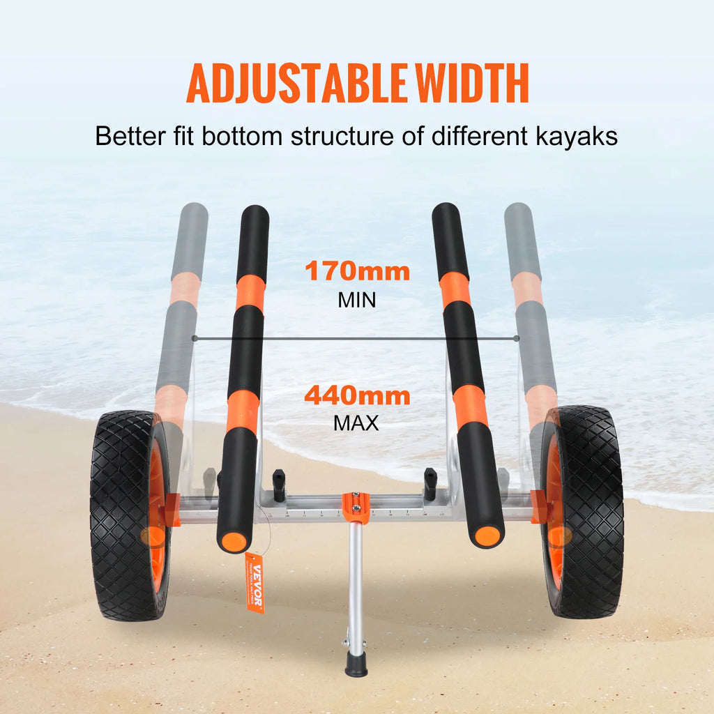 SucceBuy Kayak Cart 450lbs, Detachable Canoe Trolley Cart with 12'' Tires, Adjustable Width for Paddleboards Float Mats Jon Boats