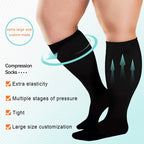 Unisex Compression Socks for Varicose Veins Support and Pain Relief Knee High Stockings for Running Sports and Travel Plus