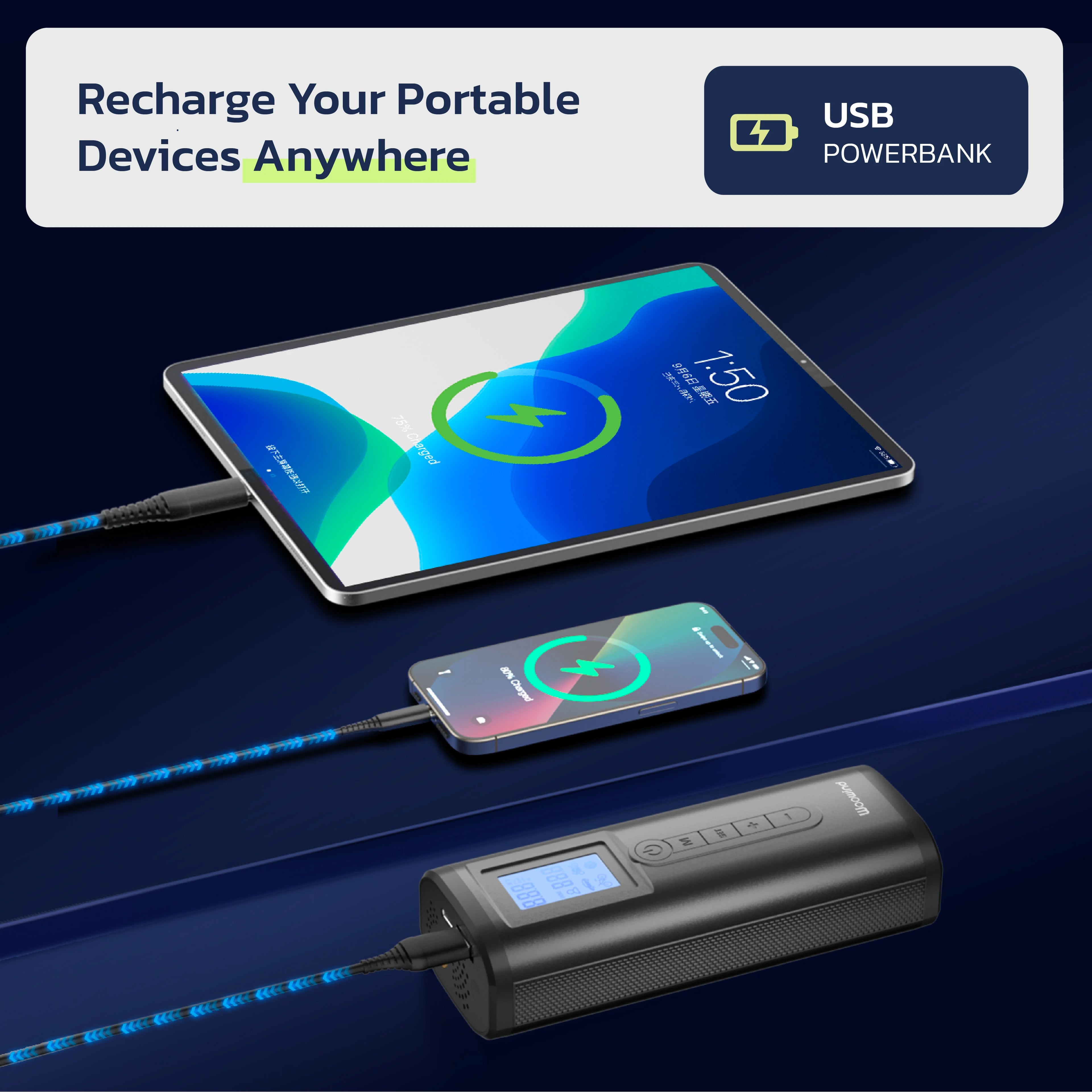 Woowind AP2-P Tire Inflator, 150PSI Portable Air Compressor, Air Pump for Car Tires, & Bikes, Quick Inflation