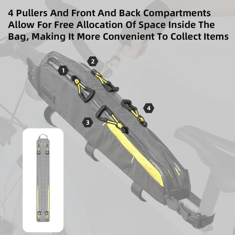 Rhinowalk Bicycle Top Tube Bag, Waterproof 2.1L, Bike Front Frame Bag, Bikepacking Travel Luggage Bike Accessories For MTB Gravel