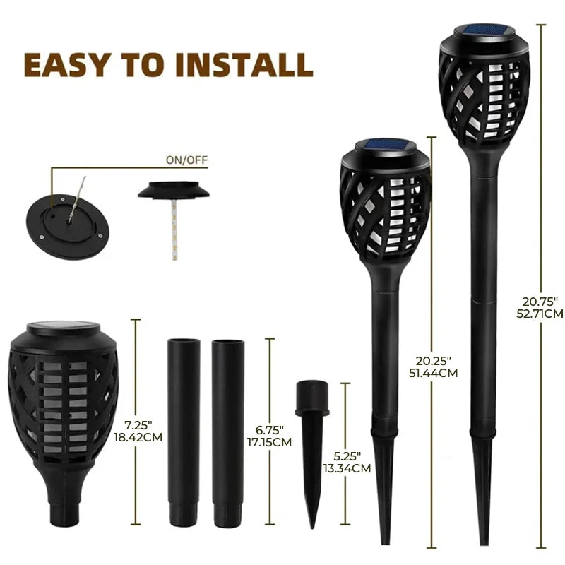 8-Piece Solar Lights, Outdoor Water-Resistant Flickering Flames Torch Light, Landscape Decoration Lighting