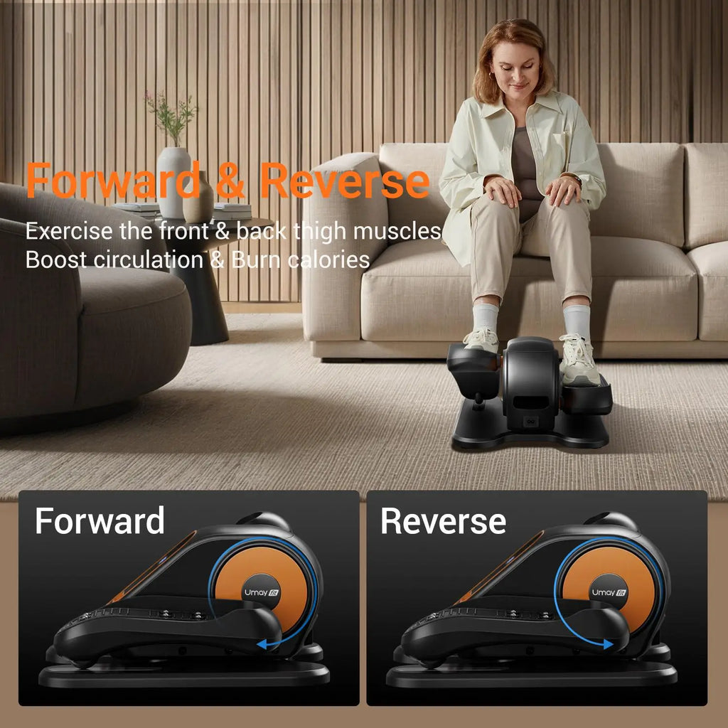 Quiet Portable Under Desk Elliptical for Seniors, Electric Seated Leg Exerciser with Remote – Compact Training Machine