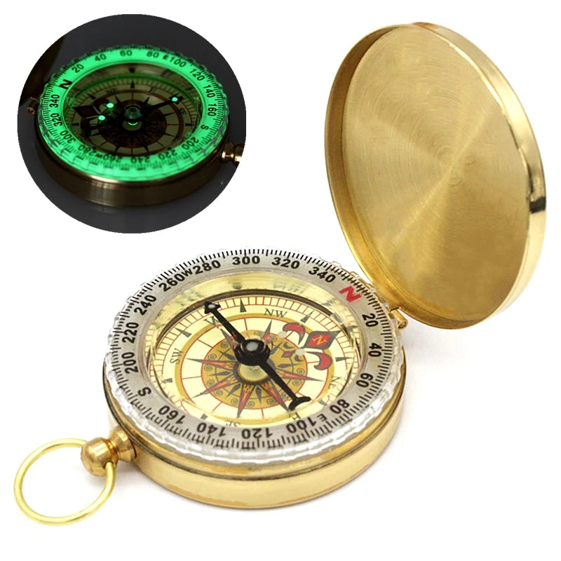 High Quality Camping Hiking Pocket Brass Golden Compass, Portable Compass ,Navigation for Outdoor Activities