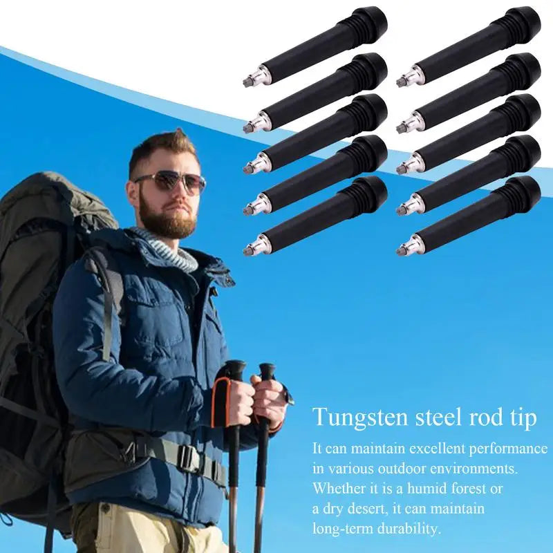 10Pcs Tungsten Carbide Tip, Trekking Pole Nordic Walk Stick, Cane Climb Replacement tip, Alpenstock Outdoor