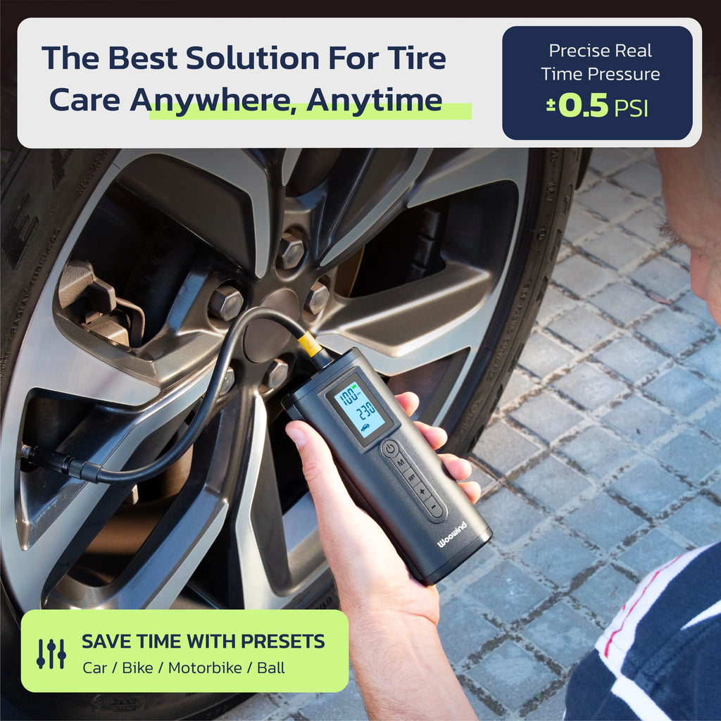 Woowind AP2-P Tire Inflator, 150PSI Portable Air Compressor, Air Pump for Car Tires, & Bikes, Quick Inflation