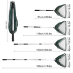 Telescopic Folding Fish Landing Net, 190CM Pole Collapsible/ Extensible Aluminum, long Handle For Bird Fish Catch Aquarium Ponds