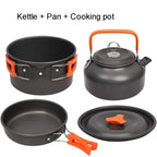 Camping Cookware set, 2-3 people set, Non-stick assorted pots, Travel Tableware Outdoor Picnic & Teapot