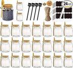 24 8oz Glass jars, Sugar Scrubs, Bath Salts, honey scrubs, body butter jars w/corks, Canning Spice Jar with Bamboo Spoon,, Labels