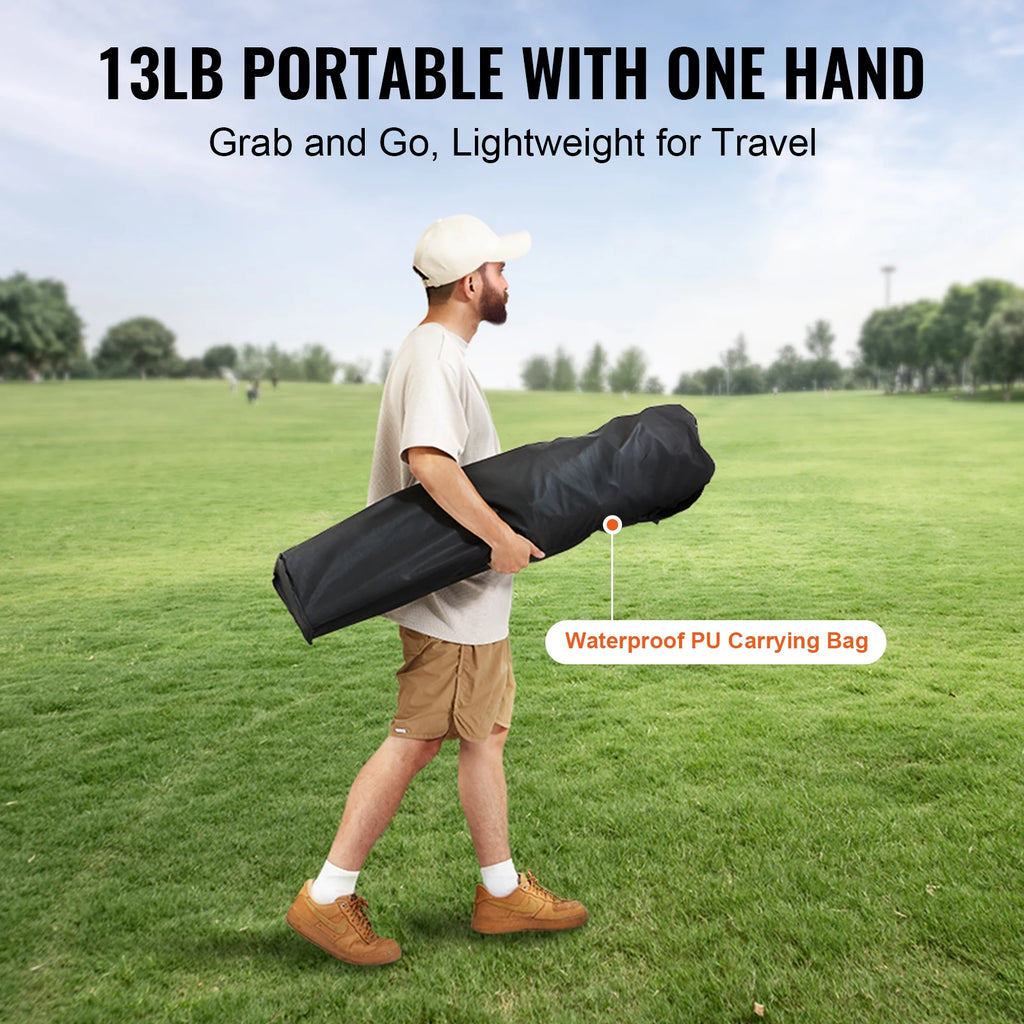 SucceBuy Camping Folding Chair for Adults, Portable Quad Lumbar Back, Padded Arm Chairs with Side Pockets for Beach, Lawn, Picnic