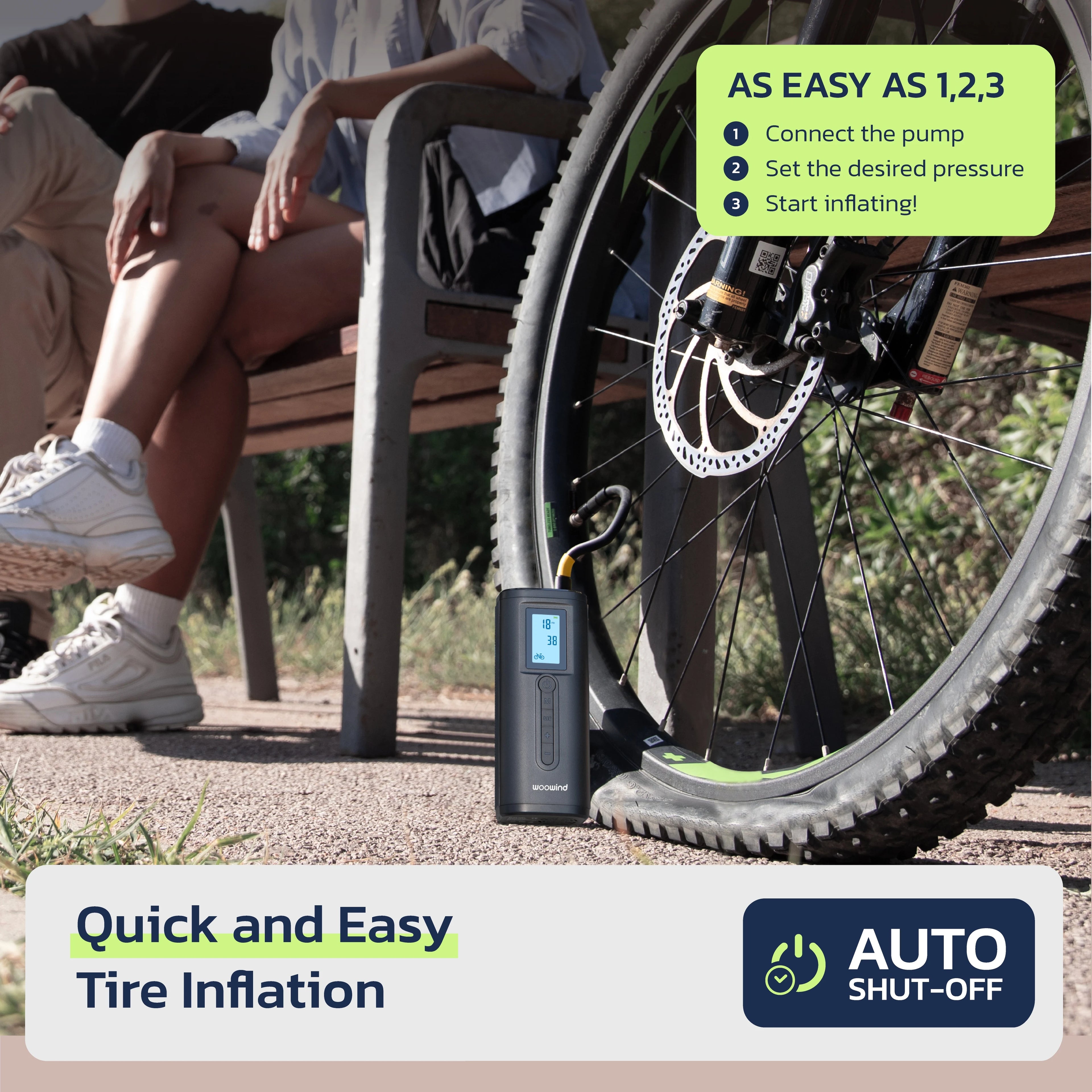 Woowind AP2-P Tire Inflator, 150PSI Portable Air Compressor, Air Pump for Car Tires, & Bikes, Quick Inflation