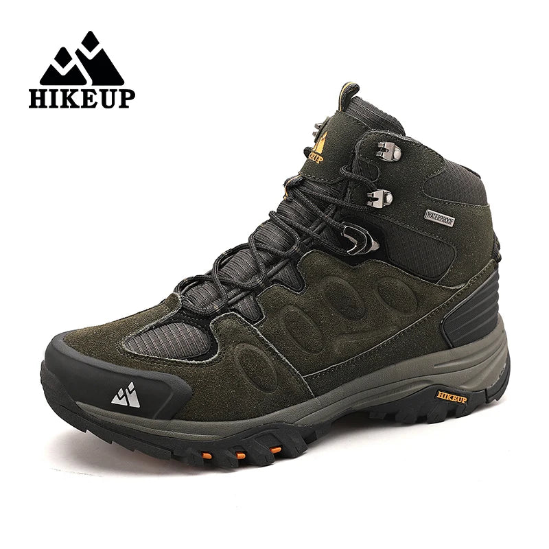 HIKEUP High-Top Men Hiking Boot, Winter Outdoor Shoes, Lace-Up Non-slip Sports Casual Trekking Boots, Man Suede Warm Shoes