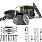 Camping Cookware set, 2-3 people set, Non-stick assorted pots, Travel Tableware Outdoor Picnic & Teapot