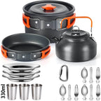 Camping Cookware set, 2-3 people set, Non-stick assorted pots, Travel Tableware Outdoor Picnic & Teapot