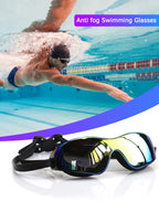 Swimming Anti-fog Goggles, Adjustable Electroplate Diving Glasses, No Leaking , Swim Sports Eyewear, for Women Men Youth Kids