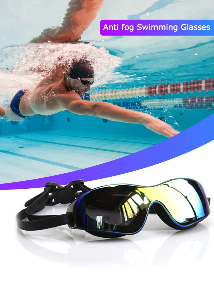 Swimming Anti-fog Goggles, Adjustable Electroplate Diving Glasses, No Leaking , Swim Sports Eyewear, for Women Men Youth Kids