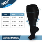 Unisex Compression Socks for Varicose Veins Support and Pain Relief Knee High Stockings for Running Sports and Travel Plus