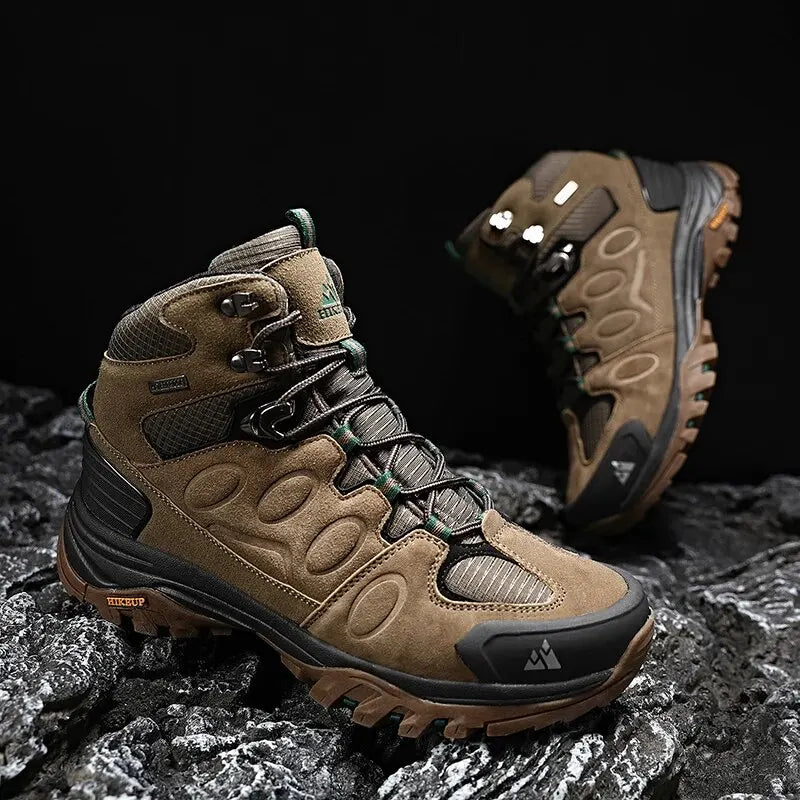 HIKEUP High-Top Men Hiking Boot, Winter Outdoor Shoes, Lace-Up Non-slip Sports Casual Trekking Boots, Man Suede Warm Shoes
