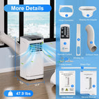 10,000 BTU Portable Air Conditioner, AC Unit,Heater,Dehumidifier & Fan with Remote Control, Self Evaporation System, LED Display