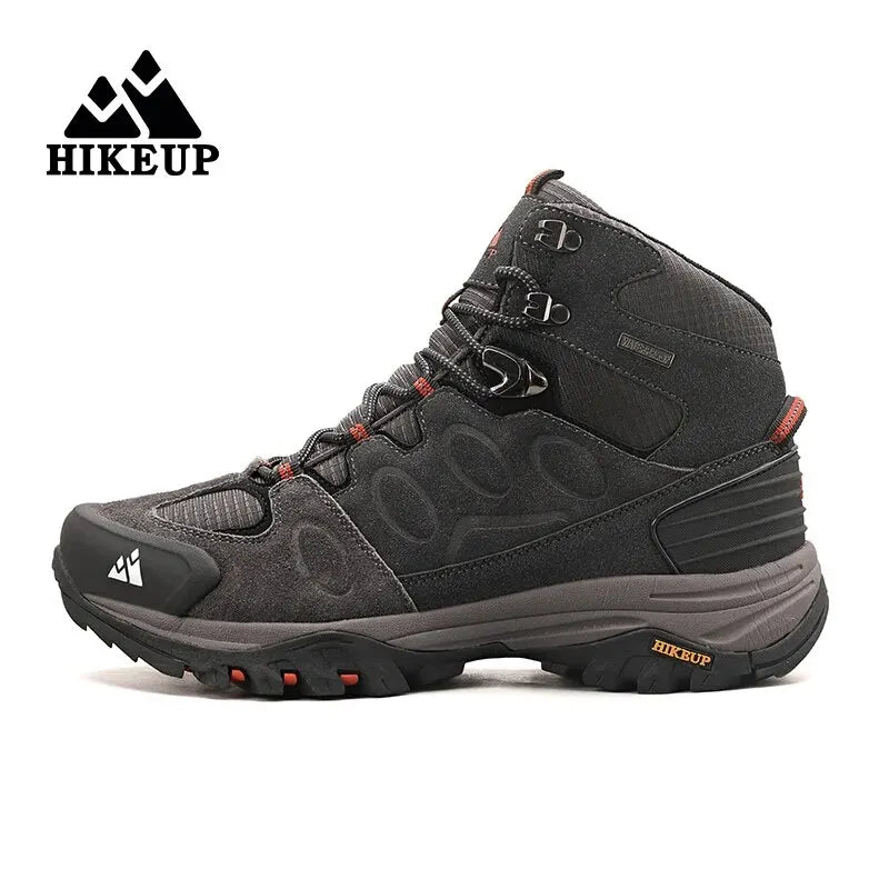 HIKEUP High-Top Men Hiking Boot, Winter Outdoor Shoes, Lace-Up Non-slip Sports Casual Trekking Boots, Man Suede Warm Shoes