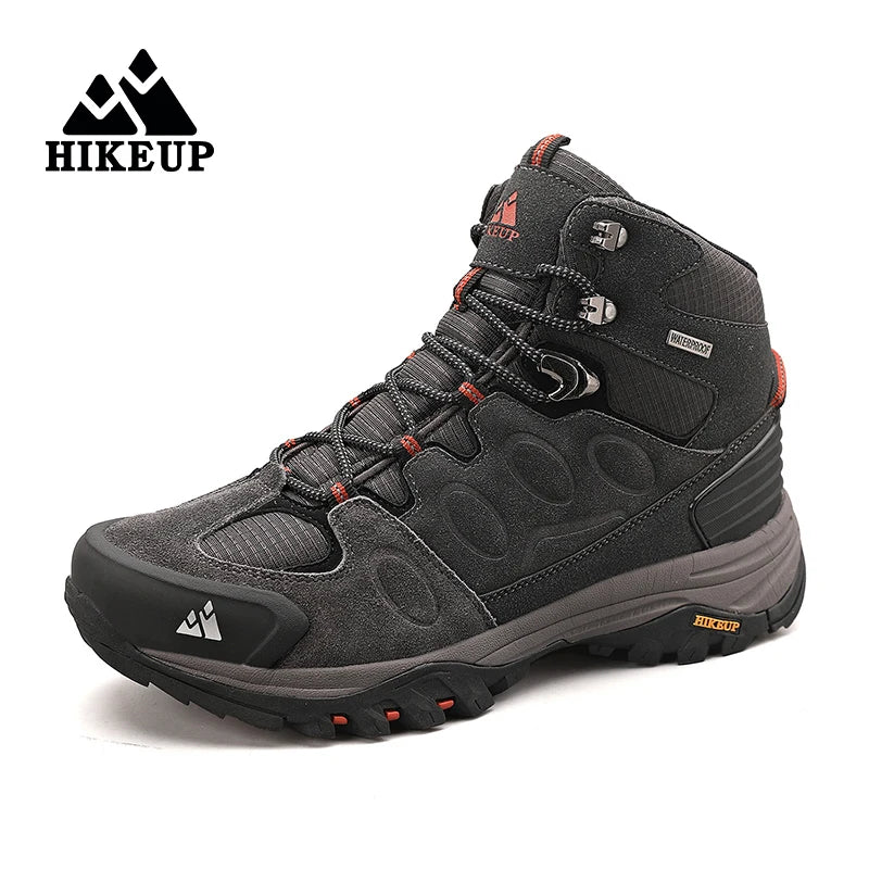 HIKEUP High-Top Men Hiking Boot, Winter Outdoor Shoes, Lace-Up Non-slip Sports Casual Trekking Boots, Man Suede Warm Shoes
