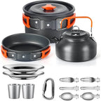 Camping Cookware set, 2-3 people set, Non-stick assorted pots, Travel Tableware Outdoor Picnic & Teapot