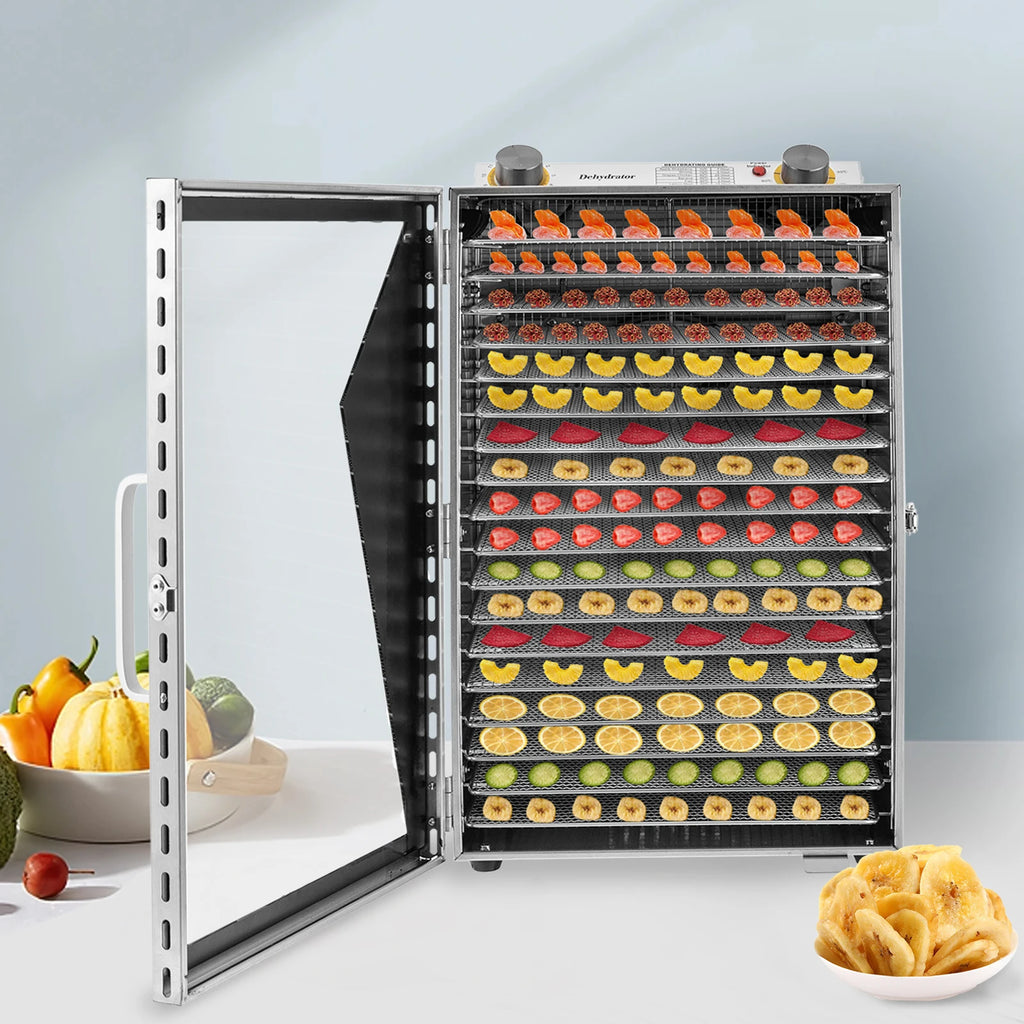 Food Dehydrator 18 Stainless Steel Trays, Fruits, Vegetable, & Jerky Dryer, Digital Adjustable Timer & Temperature Control