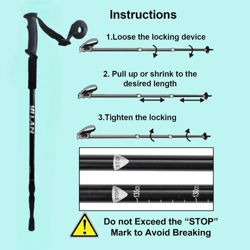 Hiking Trekking Poles, Collapsible,Lightweight, Anti Shock, Hiking or Walking Sticks,Adjustable Hiking Pole for Men and Women