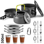 Camping Cookware set, 2-3 people set, Non-stick assorted pots, Travel Tableware Outdoor Picnic & Teapot