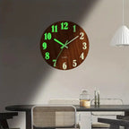 12 Inch Wooden Simple Luminous Wall Clock Silent Non Ticking Analog Clock Wall Decoration for Living Room Bedroom Office Decor