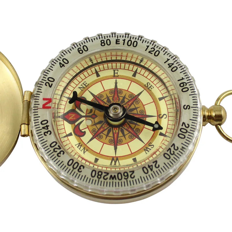 High Quality Camping Hiking Pocket Brass Golden Compass, Portable Compass ,Navigation for Outdoor Activities