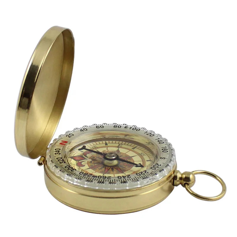 High Quality Camping Hiking Pocket Brass Golden Compass, Portable Compass ,Navigation for Outdoor Activities