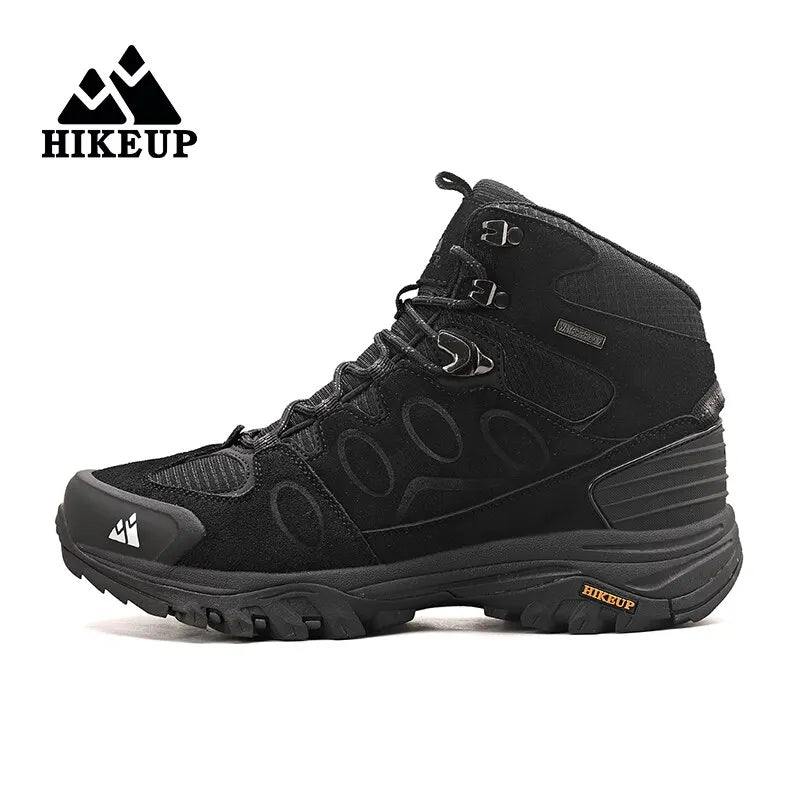 HIKEUP High-Top Men Hiking Boot, Winter Outdoor Shoes, Lace-Up Non-slip Sports Casual Trekking Boots, Man Suede Warm Shoes