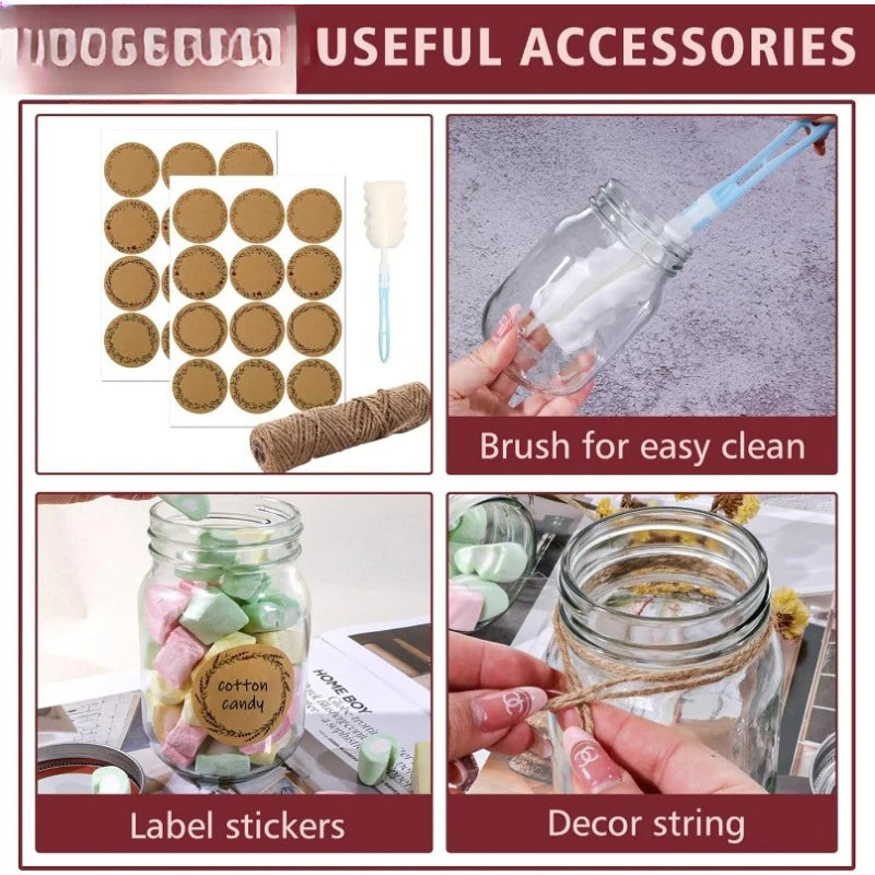 15 pack 16 oz clear glass pint canning jars, regular mouth jars Airtight Lids and Bands,