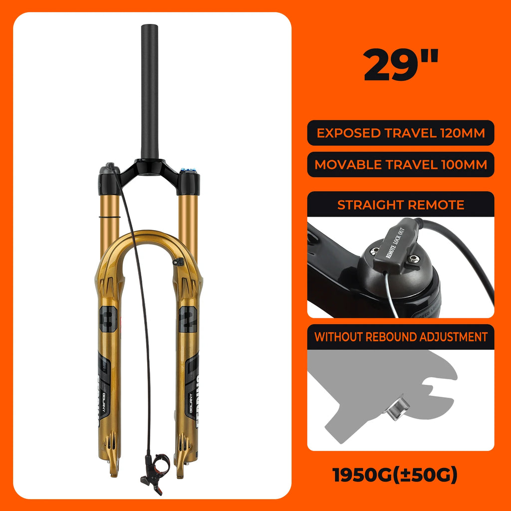 BOLANY Bike Air Fork 27.5/29inch 120mm Travel Oil Air Suspension Lightweight Magnesium Alloy Quick Release Bicycle Fork