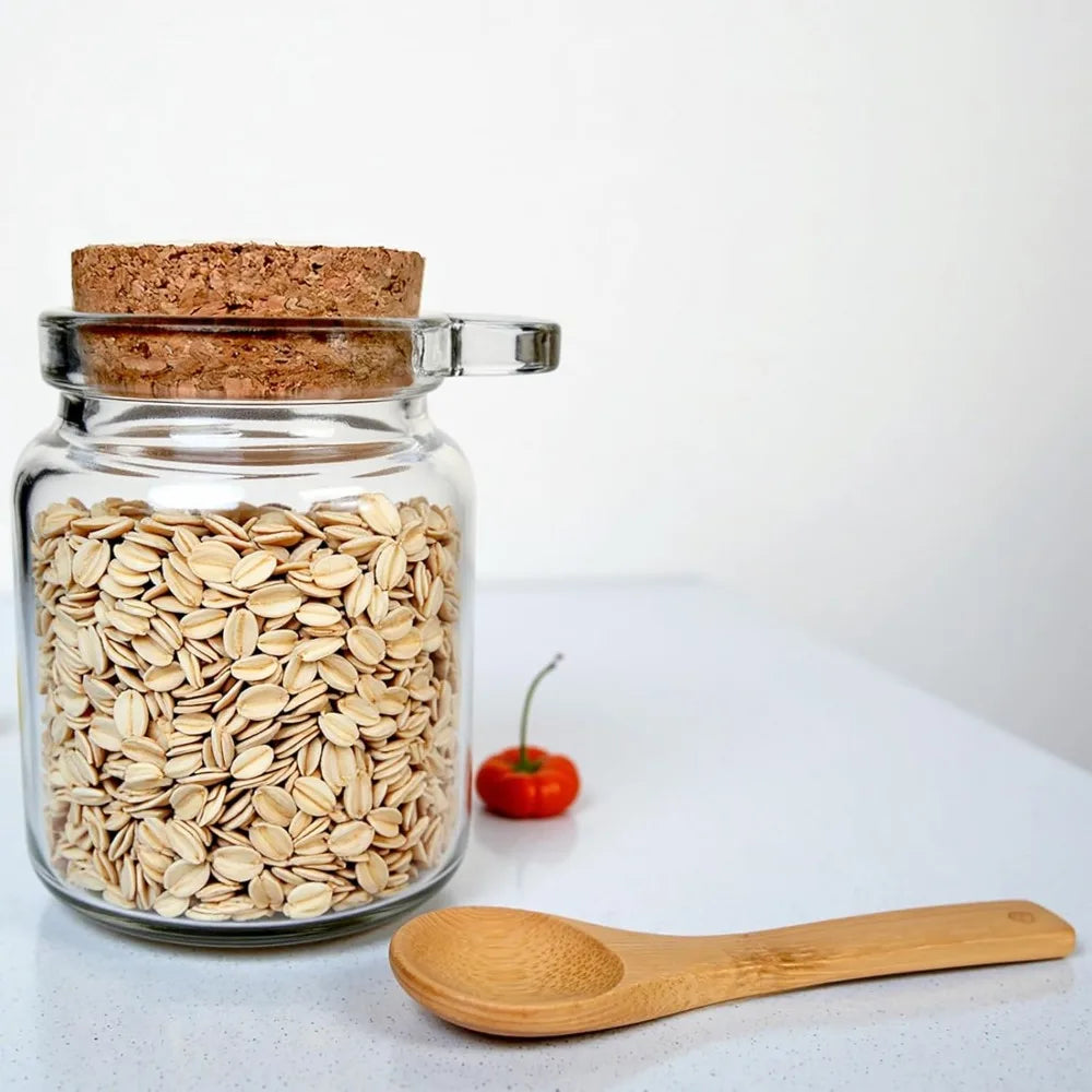 24 8oz Glass jars, Sugar Scrubs, Bath Salts, honey scrubs, body butter jars w/corks, Canning Spice Jar with Bamboo Spoon,, Labels