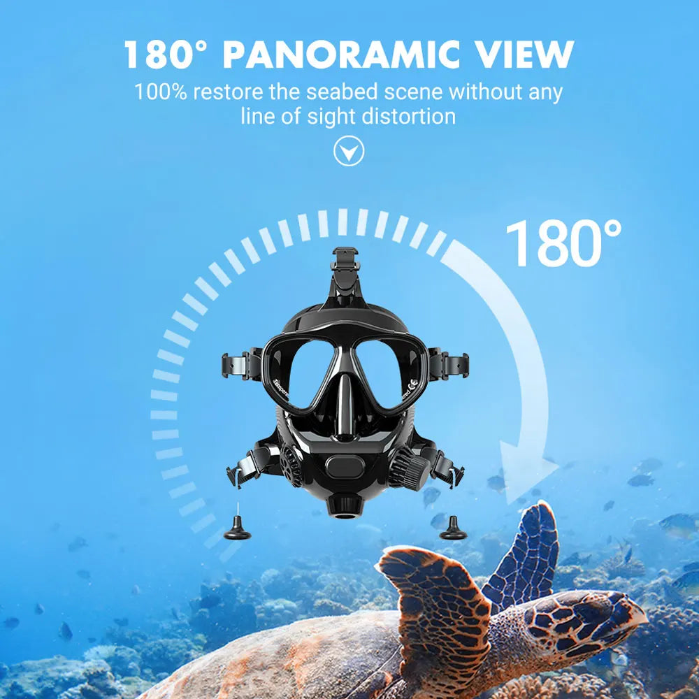 Full Face Dive Mask Support Diving & Snorkeling, Full Face Snorkel Scube Mask